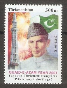 2001 Turkmenistan 153 125th anniversary of Muhammad Ali Jinn