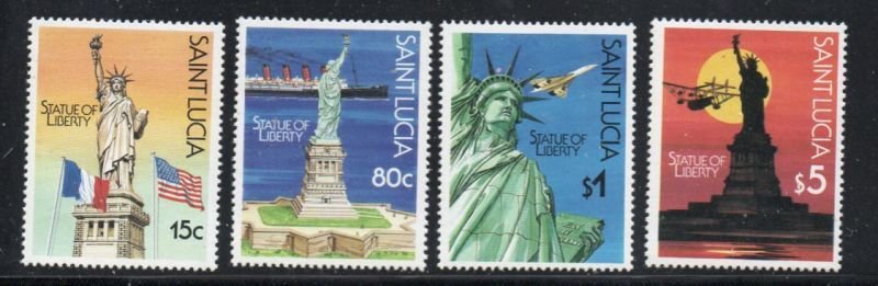 St Lucia Sc 880-883 1987 Statue of Liberty Anniversary stamp set mint NH