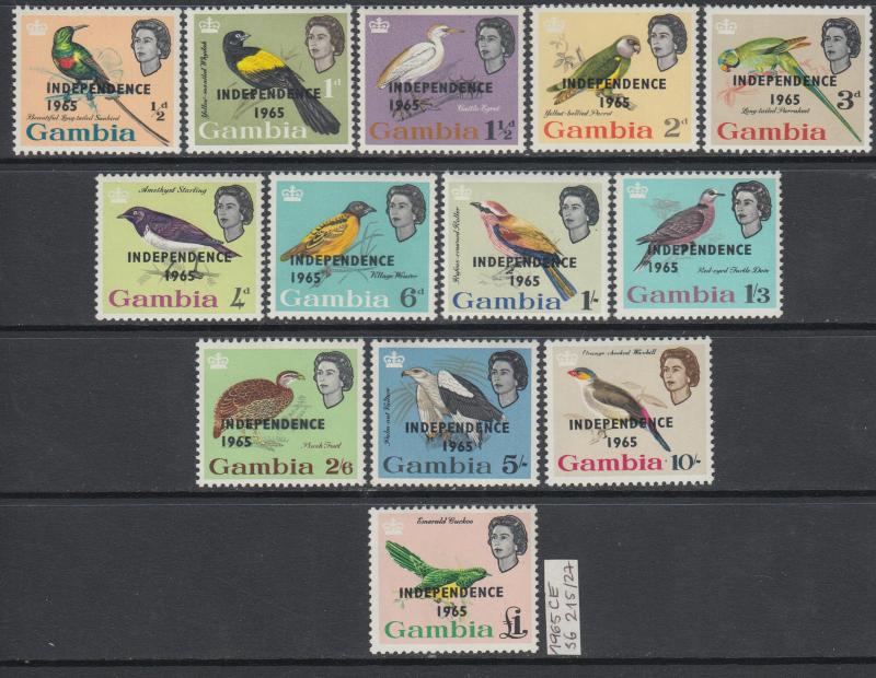 XG-AK950 GAMBIA IND - Birds, 1965 Definitives Independence Ovp. SG215/27 MNH Set