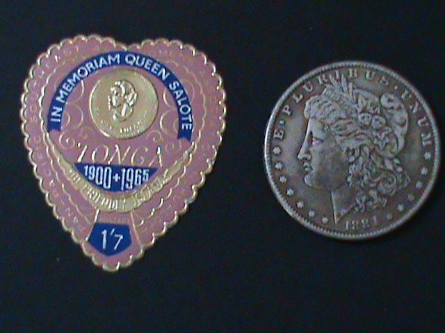 ​TONGA-1966-SC#155-IN MEMERMORY OF QUEEN SALOTE HEART SHAPE CUTSTAMP MINT-VF