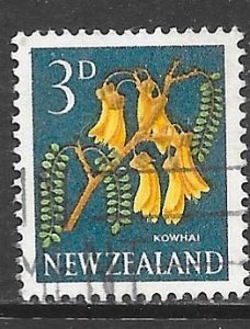 New Zealand 337: 3p Kowhai flower, used, F-VF