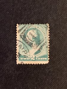US #213 Two Cent Used Postage Stamp, SCV $120.00
