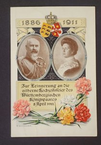 Imperial German postcard 1911 wedding celebration Royal couple Württemberg