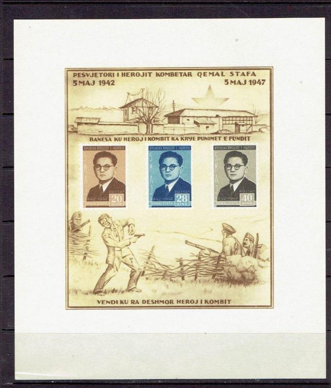 ALBANIA - 1947 5th ANNIVERSARY OF THE DEATH OF STAFA - S/S - SCOTT 393a - MNG