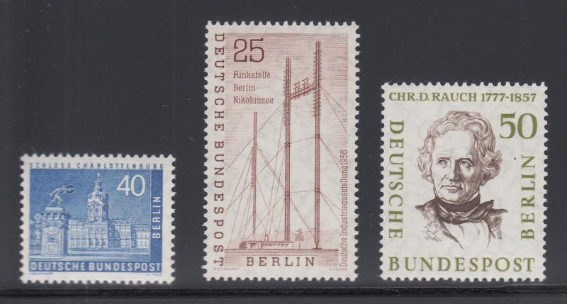 Berlin Sc 9N131/9N156 MNH. 1956-1959 issues, 3 different, fresh & VF