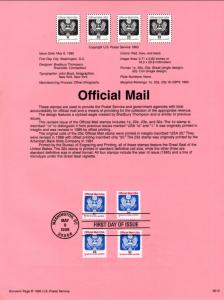 US SP1144 Official Mail O153-O156 Souvenir Page FDC