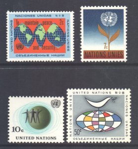 United Nations Scott 125/128, 1964 Emblems Set MNH**