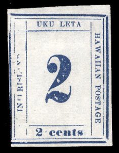 United States Possessions, Hawaii #26 Cat$350, 1865 2c dark blue, unused with...