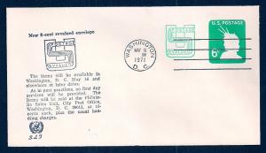 UNITED STATES FDC 6¢ Envelope Revalued 1971 Cacheted