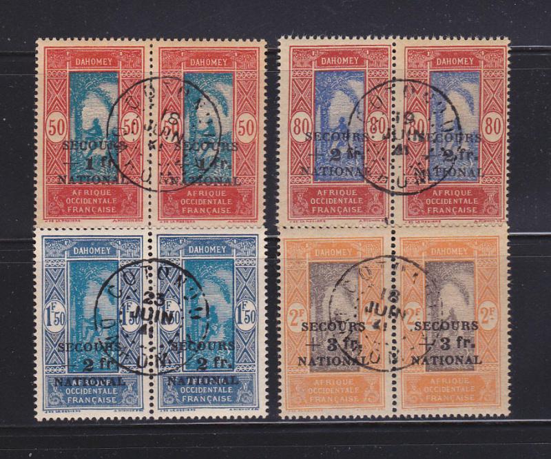 Dahomey B8-B11 Pairs Set U Surcharges (B)