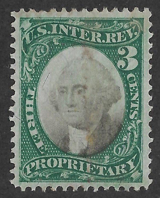 Doyle's_Stamps: 1871 Violet Paper Scott #RB3a Revenue Stamp