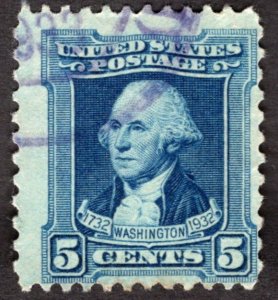 1932, US 5c, George Washington, Used, purple cancel, Sc 710