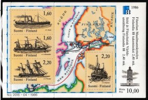 Finland # 740, Finlandia 88, Ships - Maps Souvenir Sheet, Mint NH, 1/2 Cat.
