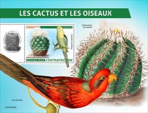 Central Africa - 2023 Cactus and Birds - Stamp Souvenir Sheet - CA230302b