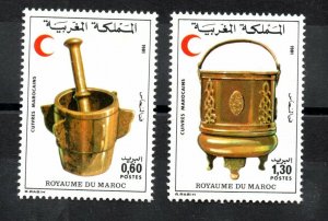 1981- Morocco- Maroc- Red Crescent- Moroccan Copper ware- Complete set 2v.MNH** 