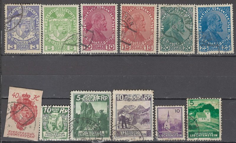 COLLECTION LOT OF #1123 LIECHTENSTEIN 12 STAMPS  1917+ CV+$34