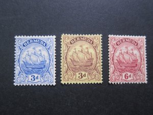 Bermuda 1922 Sc 88,89,91 MH