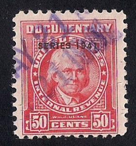 #R321 50 cents W. J. Duane 1941 Documentary Stamp used F-VF