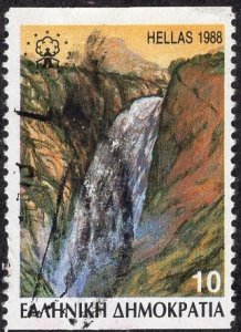 Greece 1628a - Used - 10d Waterfall at Tzoumerca Mountains (1988) (cv $2.20)