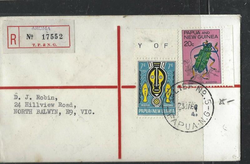 PAPUA NEW GUINEA COVER (P1005B) 1969  REG AROMA  RELIEF #5  TO AUSTRALIA