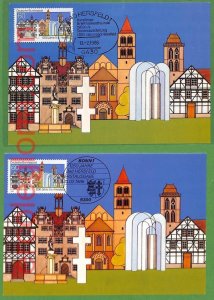 ag7293 - GERMANY - Set of 2 pieces MAXIMUM CARD - 13.02.1986 - Architecture-