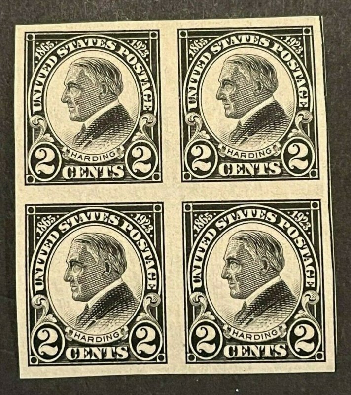 Scott#: 611 - Harding 1923 Harding Imperforate Block of Four MNH/LHOG - Lot 4