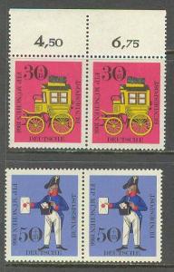 GERMANY BUND Sc# B416 - B417 MNH FVF Set2 x Pair Mail Coach 