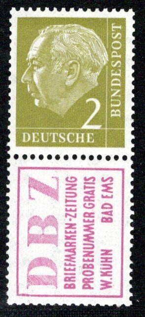 Germany Bund Scott # 702, label R3, mint n, se-tenant, Mi # S13