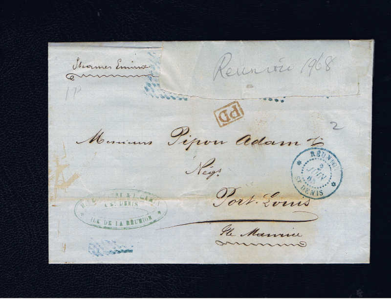 MAURITIUS 1868 ENTIRE PER STEAMER ERMINE