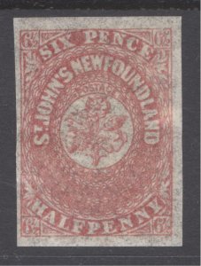 Newfoundland 1861 6 1/2d Rose Lake SG 21 Scott 21 VLMM/MVLH Cat £100($142)