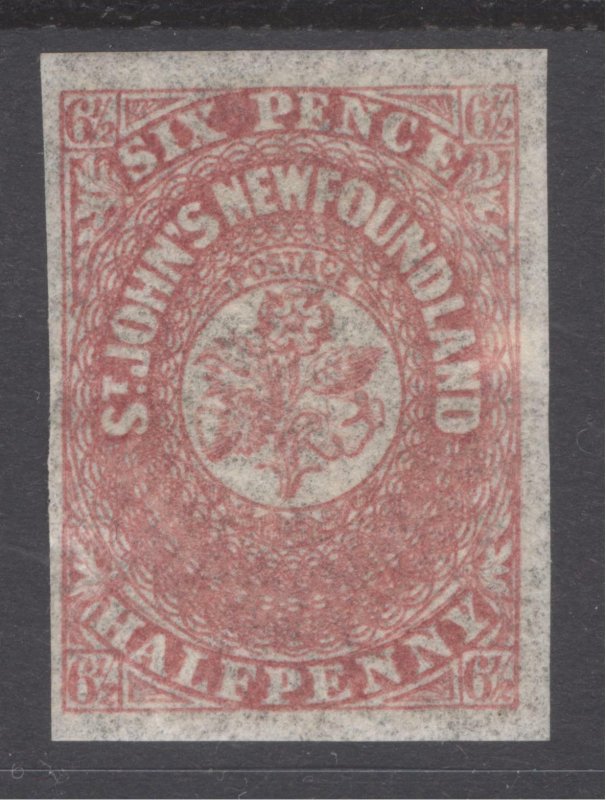 Newfoundland 1861 6 1/2d Rose Lake SG 21 Scott 21 VLMM/MVLH Cat £100($142)