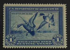MOMEN: US STAMPS #RW1 DUCK MINT OG VVLH LOT #73953*