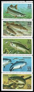 PCBstamps   US #2205/2209a Bk Pane $1.10(5x22c)Fish, MNH, (5)