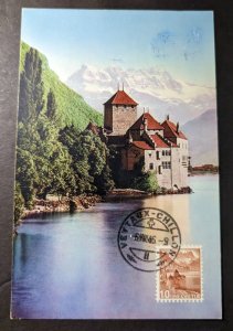 1946 Switzerland Postcard Cover Veytaux Chillon and Dents du Midi
