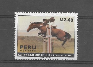 PERU 1987 PERUVIAN HORSE CLUB 50TH ANNIVERSARY HORSES 1 VALUE MINT NH SC 914