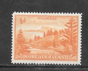 Norfolk Island #1 MH White Paper Single