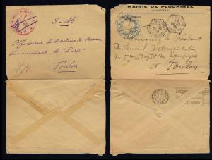 FRANCE 1939 CACHET FM DÉPOT ÉQUIPAGES DE TOULON ENVELOPPE RÉ-UTILISÉE (F-N240)