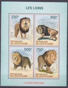 2014 Ivory Coast Cote d'Ivoire 1599-1602KL Cats - Lion  8,50 €
