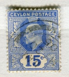 CEYLON; 1904 early Ed VII issue fine used 15c. value