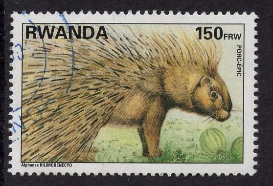 Rwanda  #1387   used  1998   wildlife 150fr  porcupine