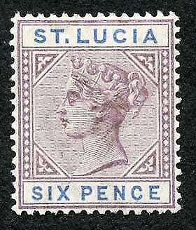 St Lucia SG49 6d Dull Mauve and Blue M/M Cat 45 pounds 