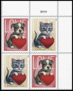 US Love Kitty Puppy Forever UR Plate Block of 4stamps MNH 2023 Ships 19 Jan 2023