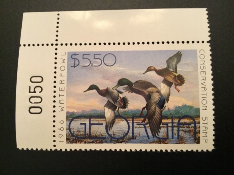 ICOLLECTZONE  US 1986 Georgia GA2  Plate # Duck Stamp VF NH