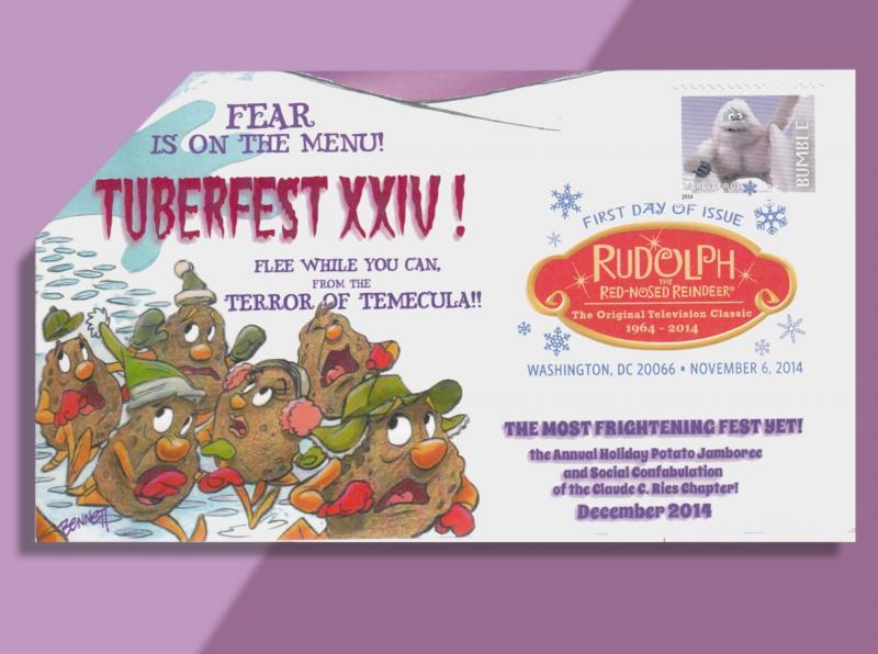 Rudolph's Pal the Bumble Frightens Potato People -- A Tuberfest Pop-Up FDC!