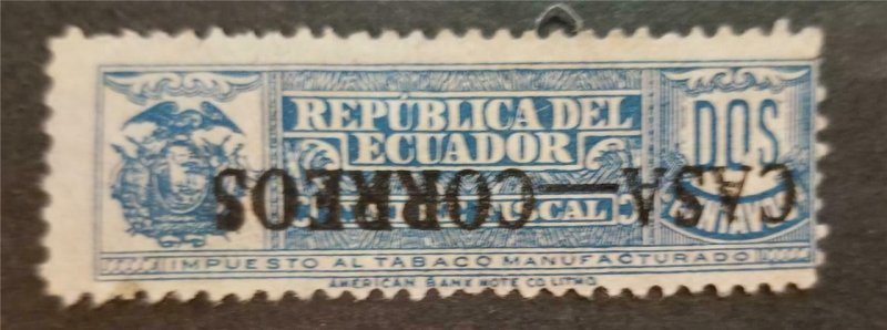 ECUADOR Scot RA19a 1924 Postal Tax Stamp INVERTED OVERPRINT Error T2308