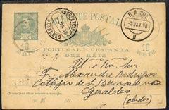 Portugal 1918 10r Green p/stat card 'Bilhete Postal' to G...