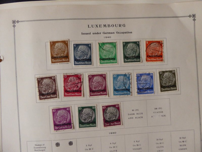 Luxemburg 1874-1966 Stamp Collection on Scott International Stamp Album pages