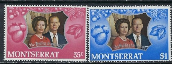 Montserrat 286-87 MNH 1972 QEII Silver Wedding (ak5836)