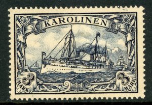 Caroline Islands 1901 Germany 3 Mark Yacht Ship Unwatermark Scott #18 Mint E456