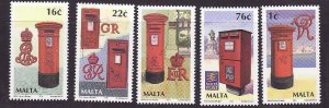 Malta-Sc#1148-52- id8-unused NH set-Letter Boxes-2004-